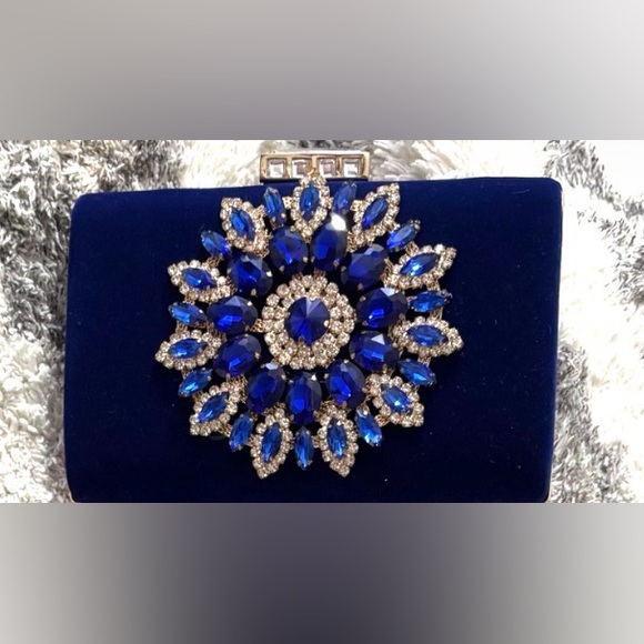 Blue Crystal Statement Clutch - Picture 2 of 2